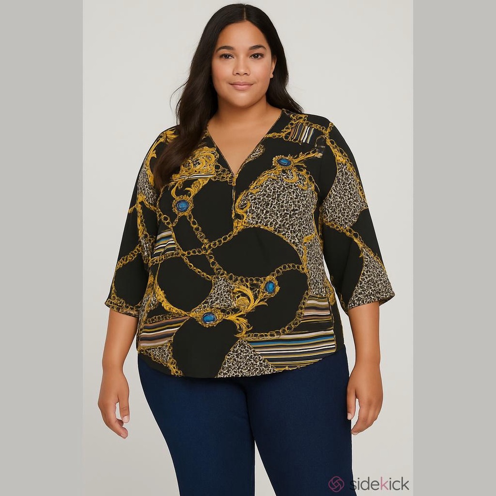 MPH Animal Print Black Chiffon Blouse